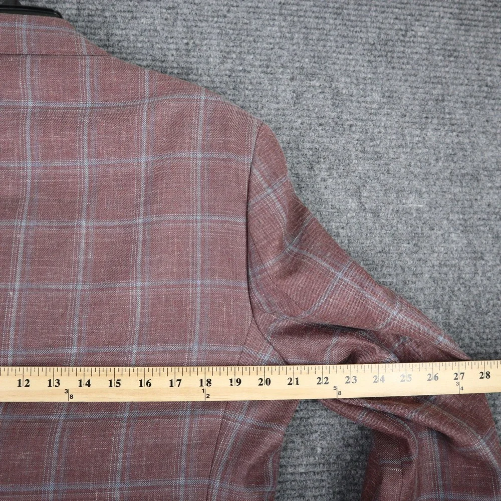 Joseph Abboud San Ildefonso Sport Coat Mens 40R Wool Silk Linen Windowpane Plaid
